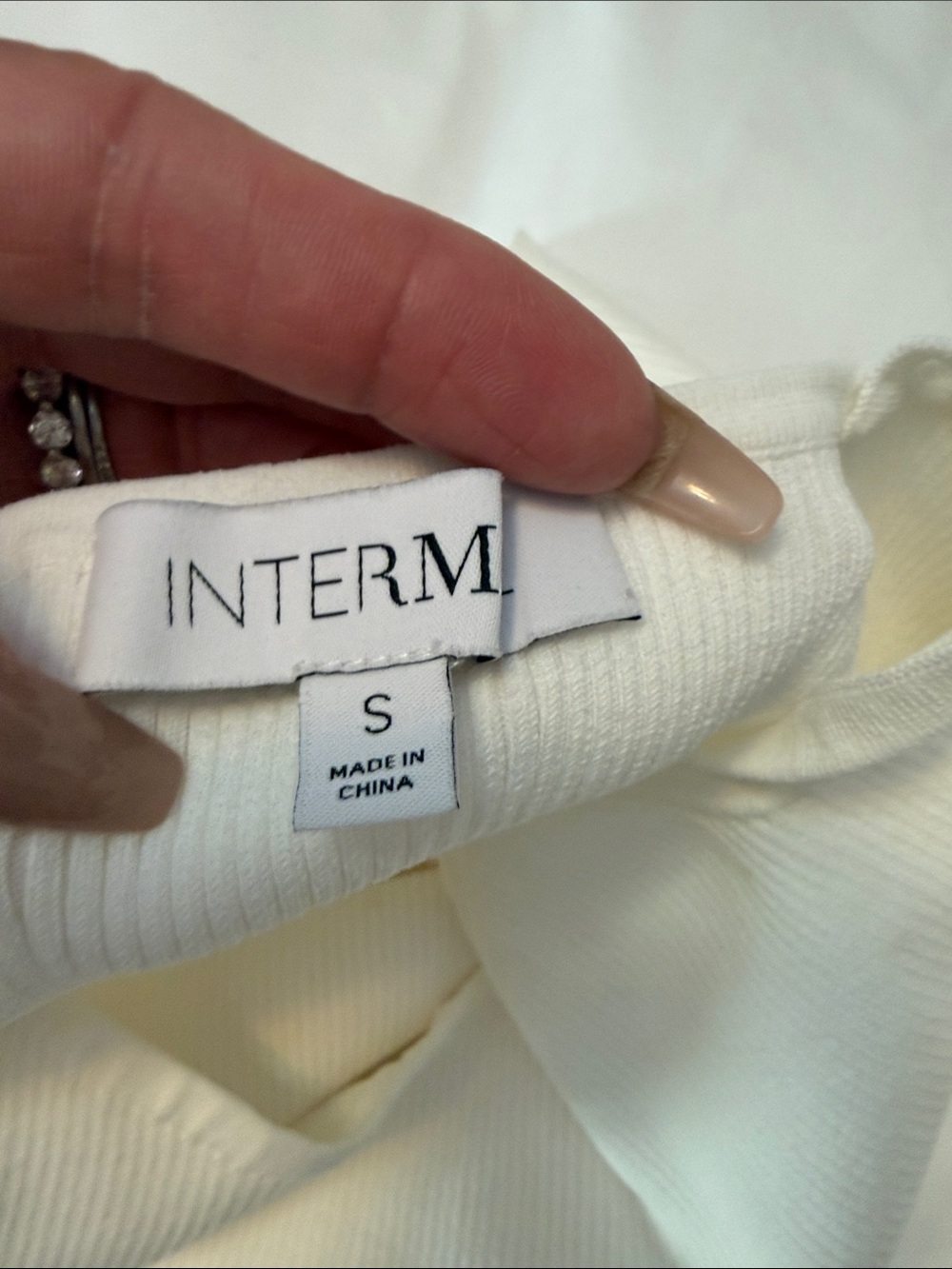 INTERMIX White Ribbed Spaghetti Strap Cami - Picture 4 of 4